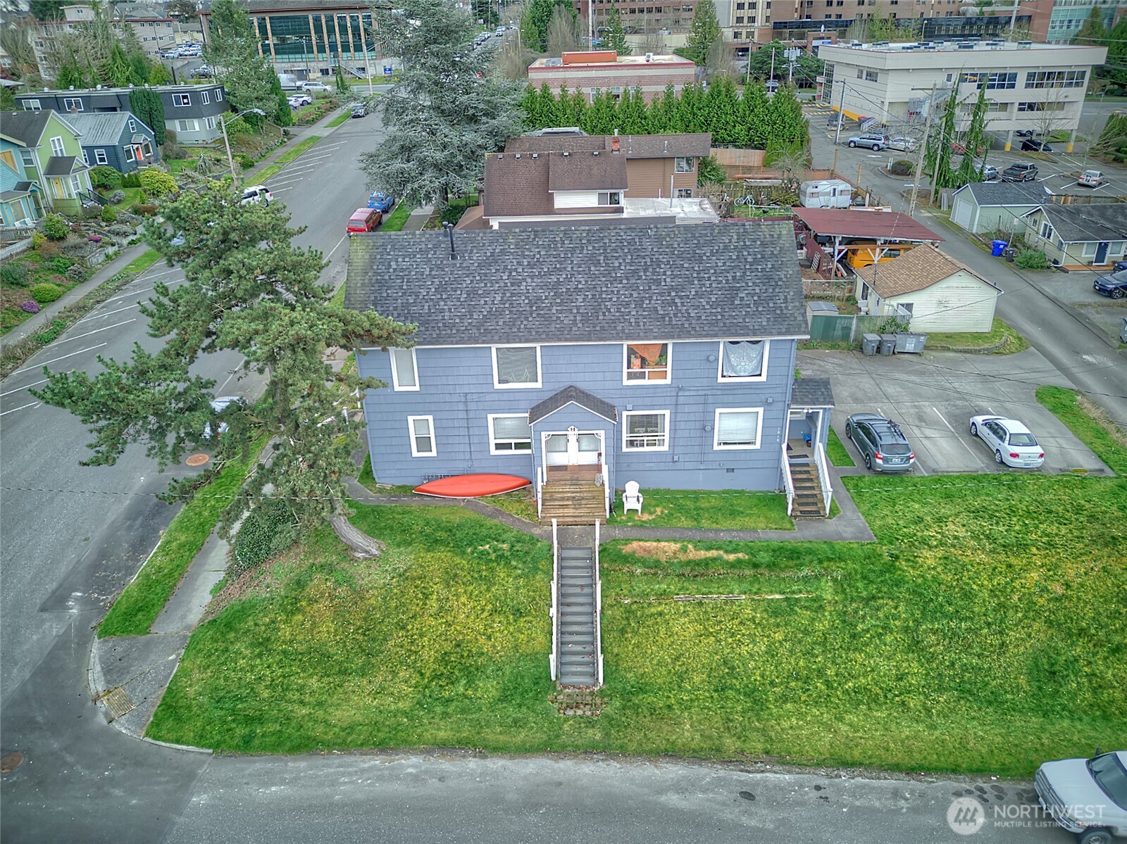 an aerial view of a house