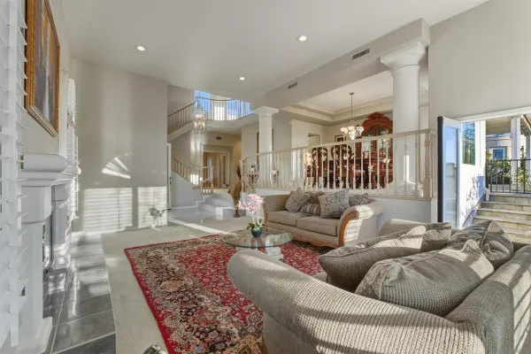 a living room with furniture and a couch