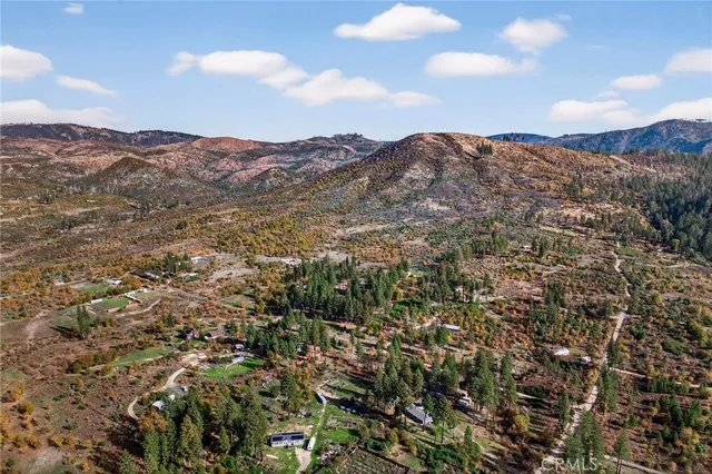 a view of a field with a mountain