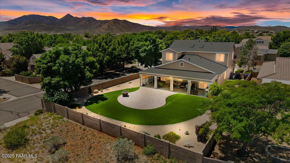 1915 North Bittersweet Way Prescott Valley, AZ 86314 - Photo 31 of 45 30-Aerial View Backyard Dusk