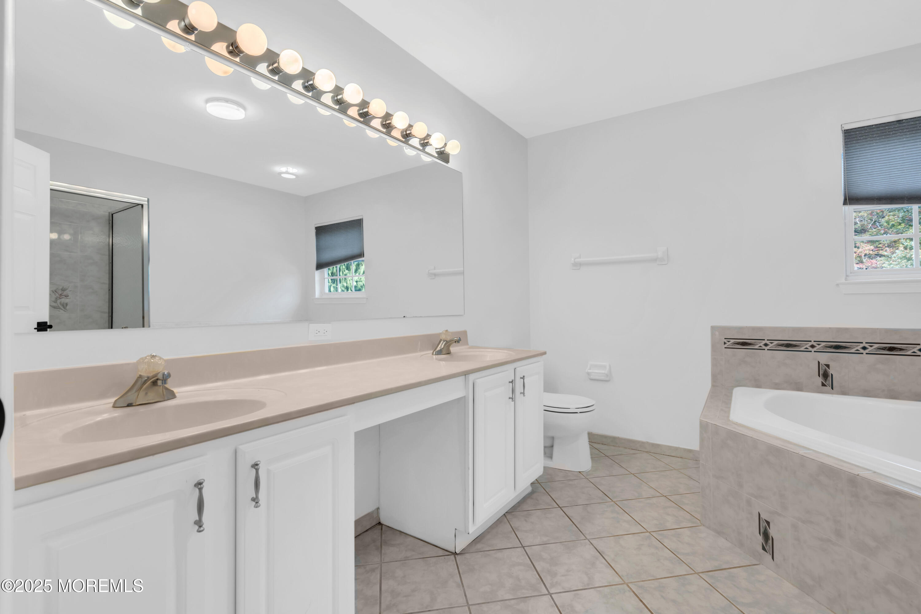 3 Wellesly Court Jackson, NJ 08527 - Photo 23 of 35 a spacious bathroom with a granite countertop sink a toilet mirror and bathtub