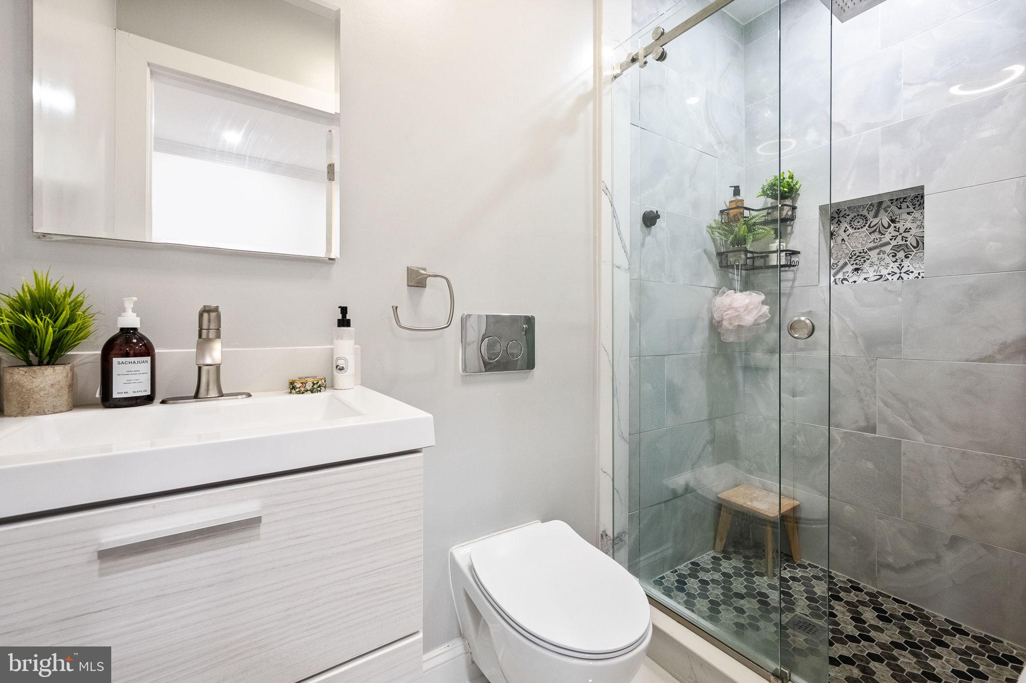 4625 4th Street Northwest Washington, DC 20011 - Photo 23 of 41 a bathroom with a sink a toilet and shower