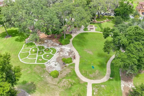 an aerial view of a house