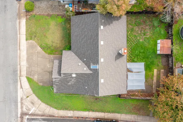 an aerial view of a house