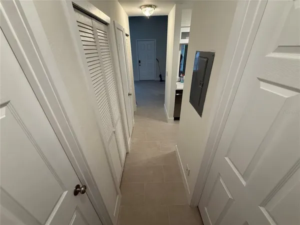 an empty room with windows