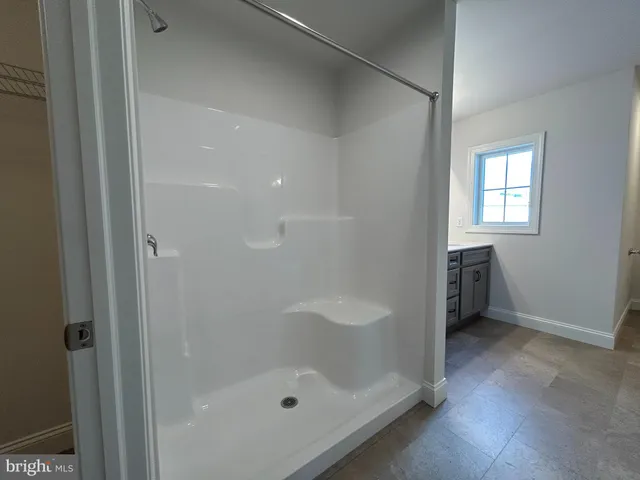 a bathroom with a bathtub