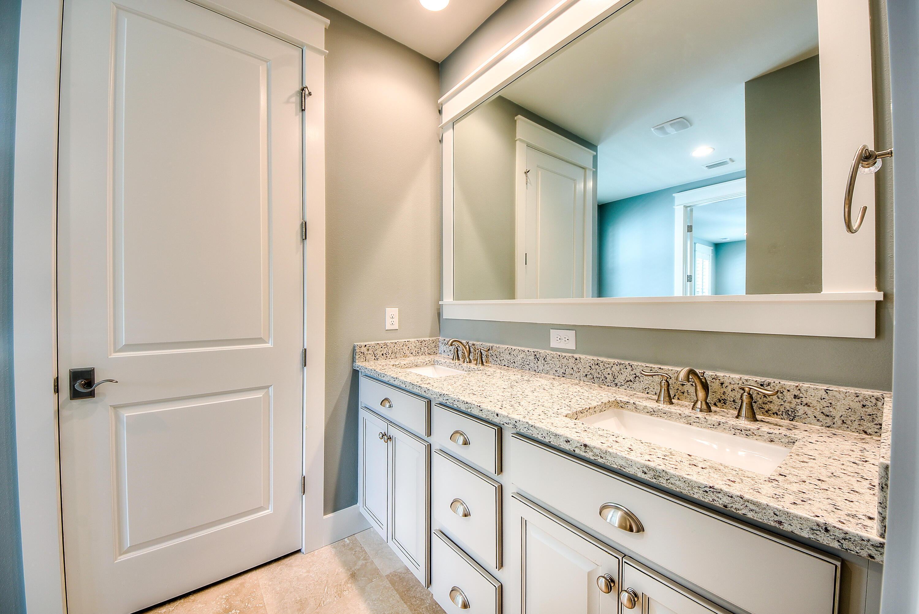 147 Jack Knife Drive Inlet Beach, FL 32461 - Photo 13 of 15 a bathroom with a granite countertop sink and a mirror