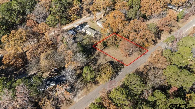 an aerial view of house with yard