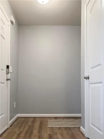 a view of small space with racks on the wall