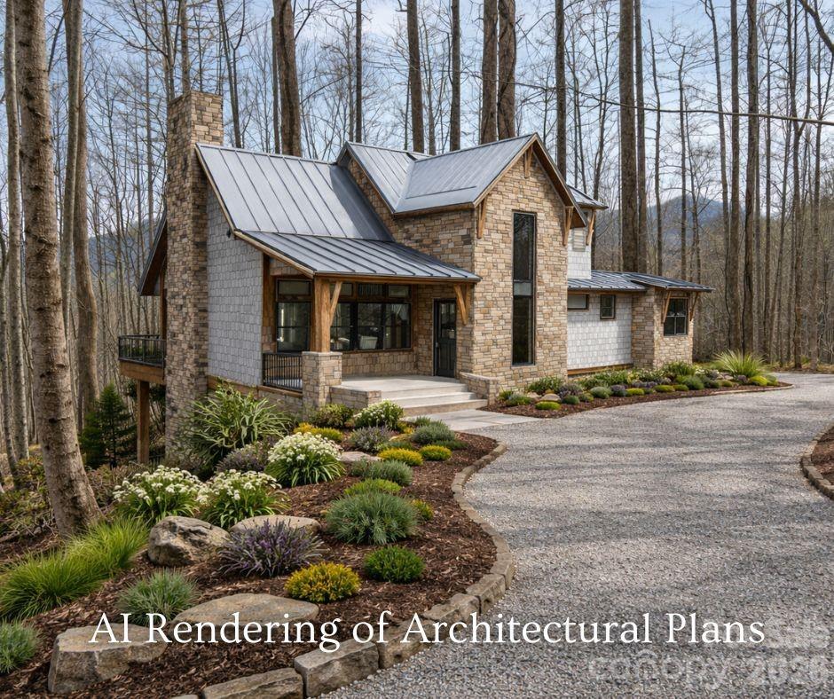 Lot 4 Heritage Ridge Road Burnsville, NC 28714 - Photo 5 of 28 a view of a white house with a bench and plants