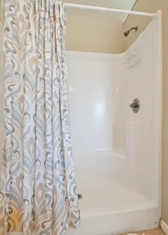 a bathroom with a bathtub