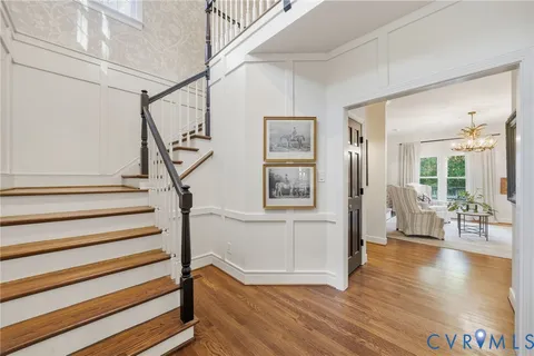 a view of entryway with wooden floor