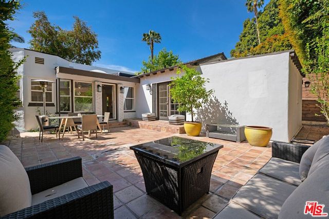front view of a house with patio