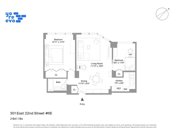 $875,000 | 301 East 22nd Street, Unit 6E | Gramercy