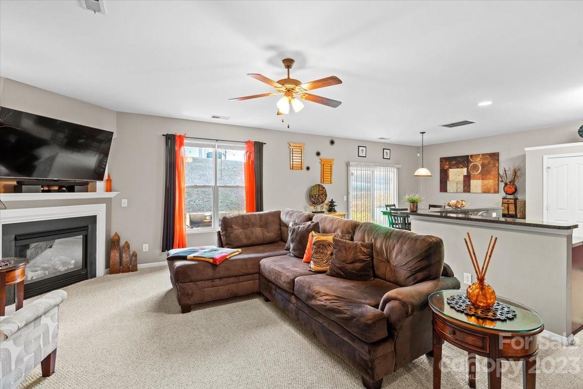 13004 Rothe House Road Charlotte, NC 28273 - Photo 6 of 27 a living room with furniture a fireplace and a flat screen tv