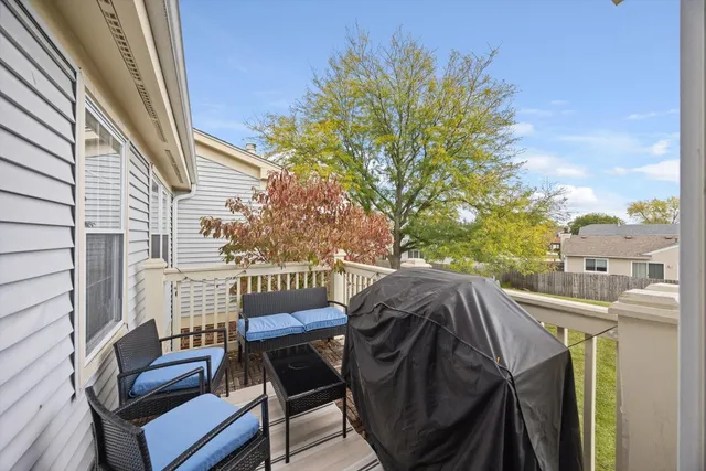 a view of a patio on the roof deck