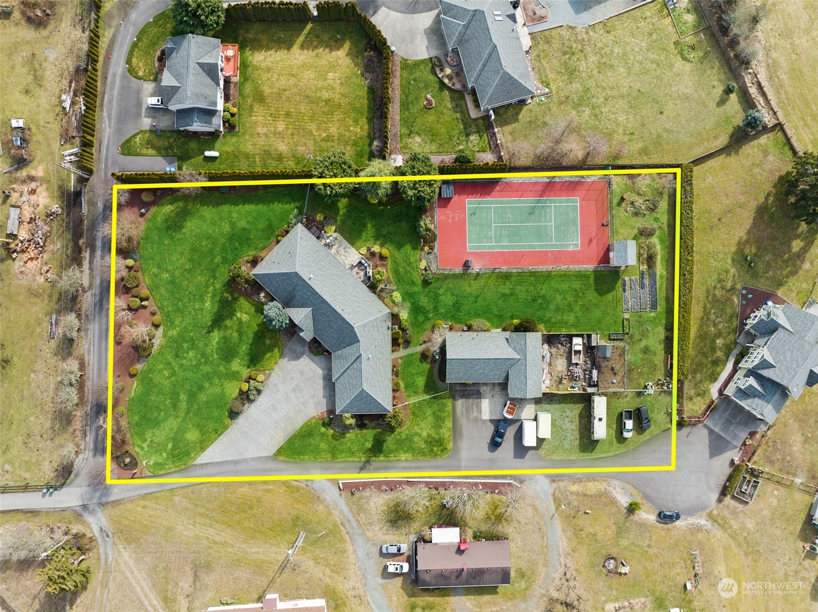 6504 263rd Street East Graham, WA 98338 - Photo 37 of 38 an aerial view of houses with outdoor space