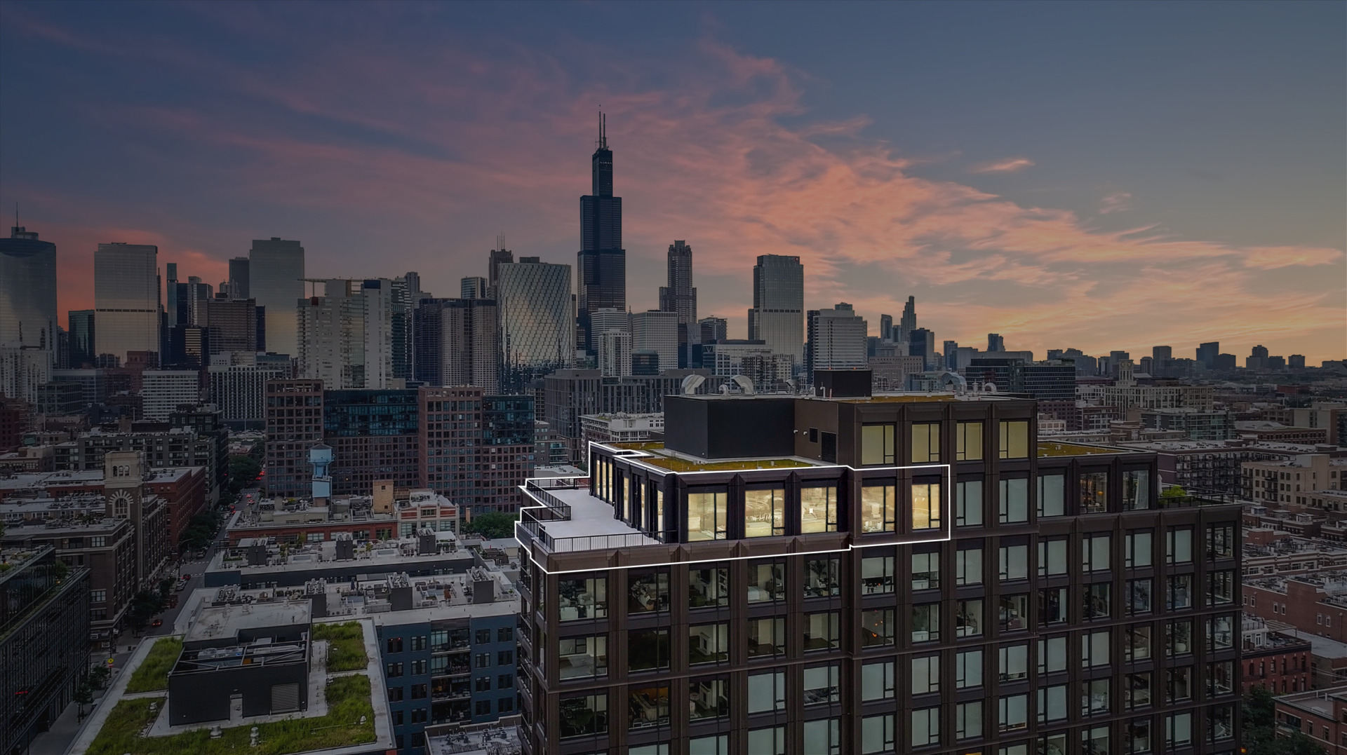 21 North May Street, Unit 1502 Chicago, IL 60607 - Photo 1 of 42 a view of a city with tall buildings