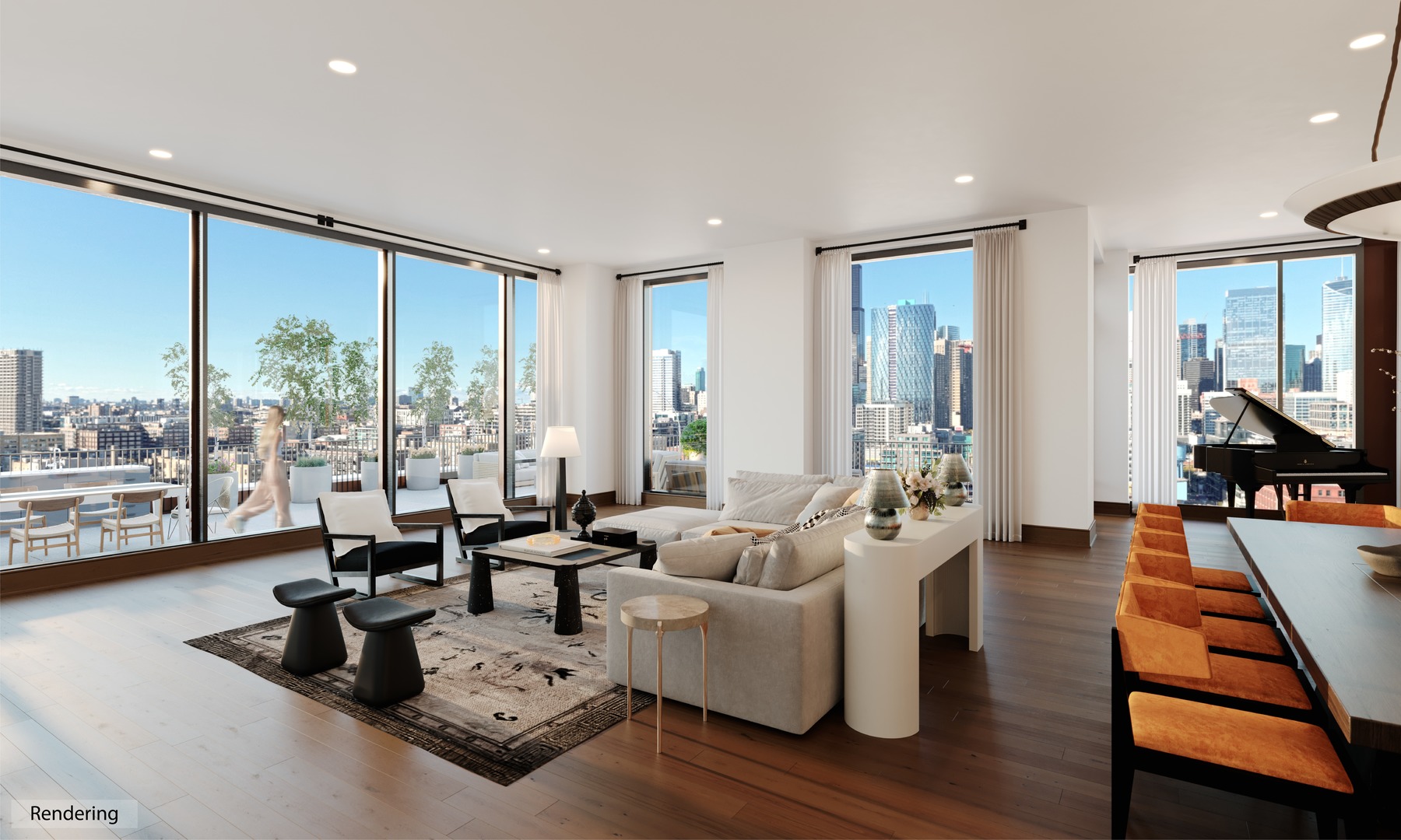 21 North May Street, Unit 1502 Chicago, IL 60607 - Photo 4 of 42 a living room with furniture and floor to ceiling window