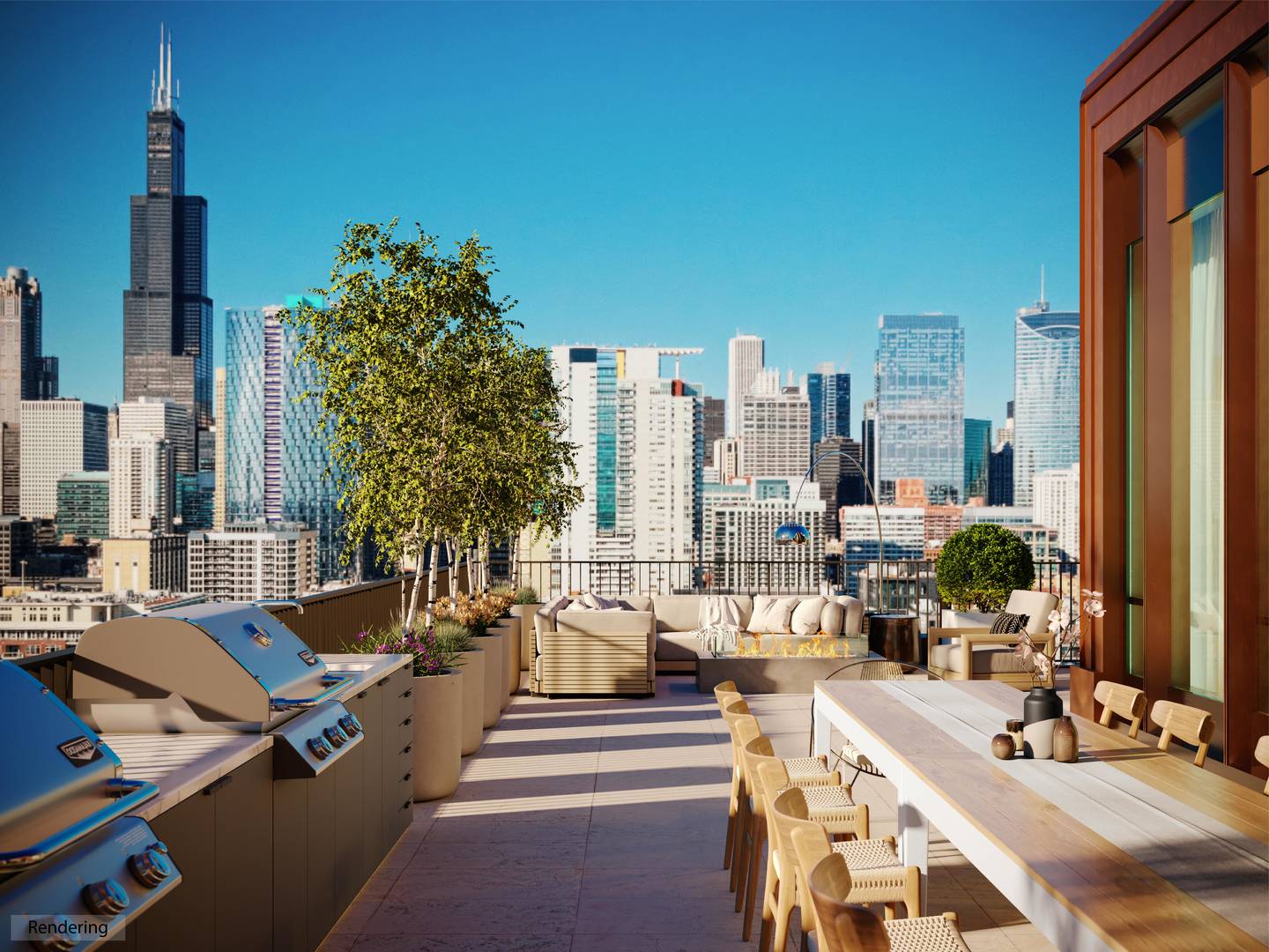 21 North May Street, Unit 1502 Chicago, IL 60607 - Photo 8 of 42 a view of a balcony with chairs and with potted plants