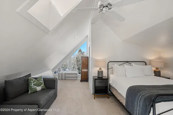 a bed room with a bed and a couch