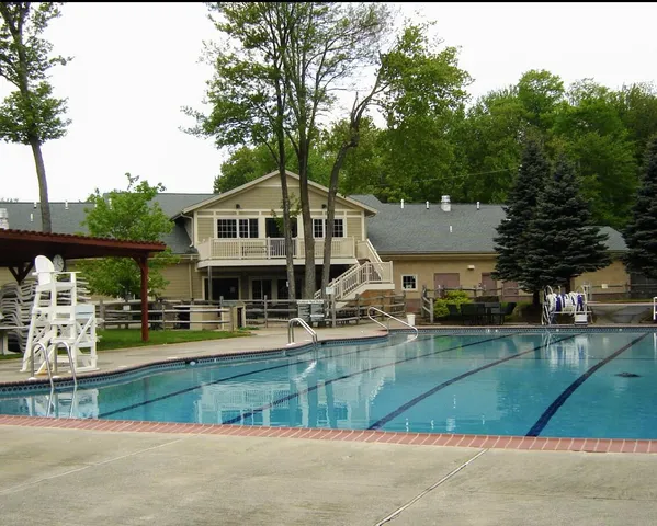 a view of outdoor space yard deck patio and swimming pool