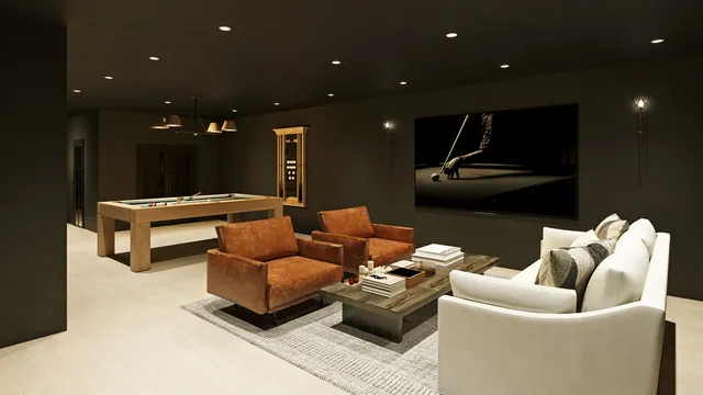 a living room with furniture