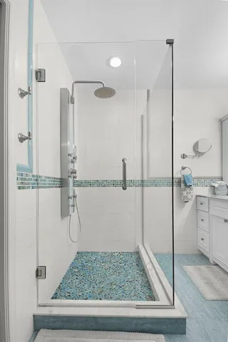 a view of a balcony with chairs