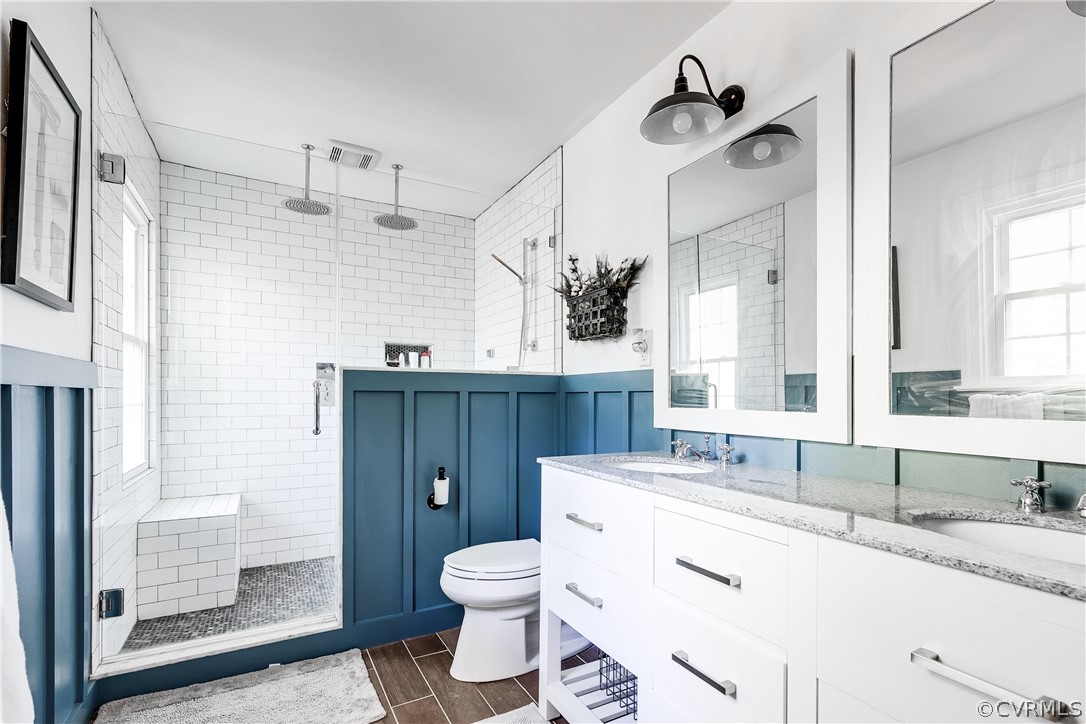 2340 Pathfinder Circle Richmond, VA 23294 - Photo 13 of 23 a bathroom with a granite countertop sink a toilet and shower