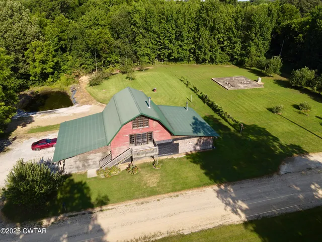 an aerial view of a house