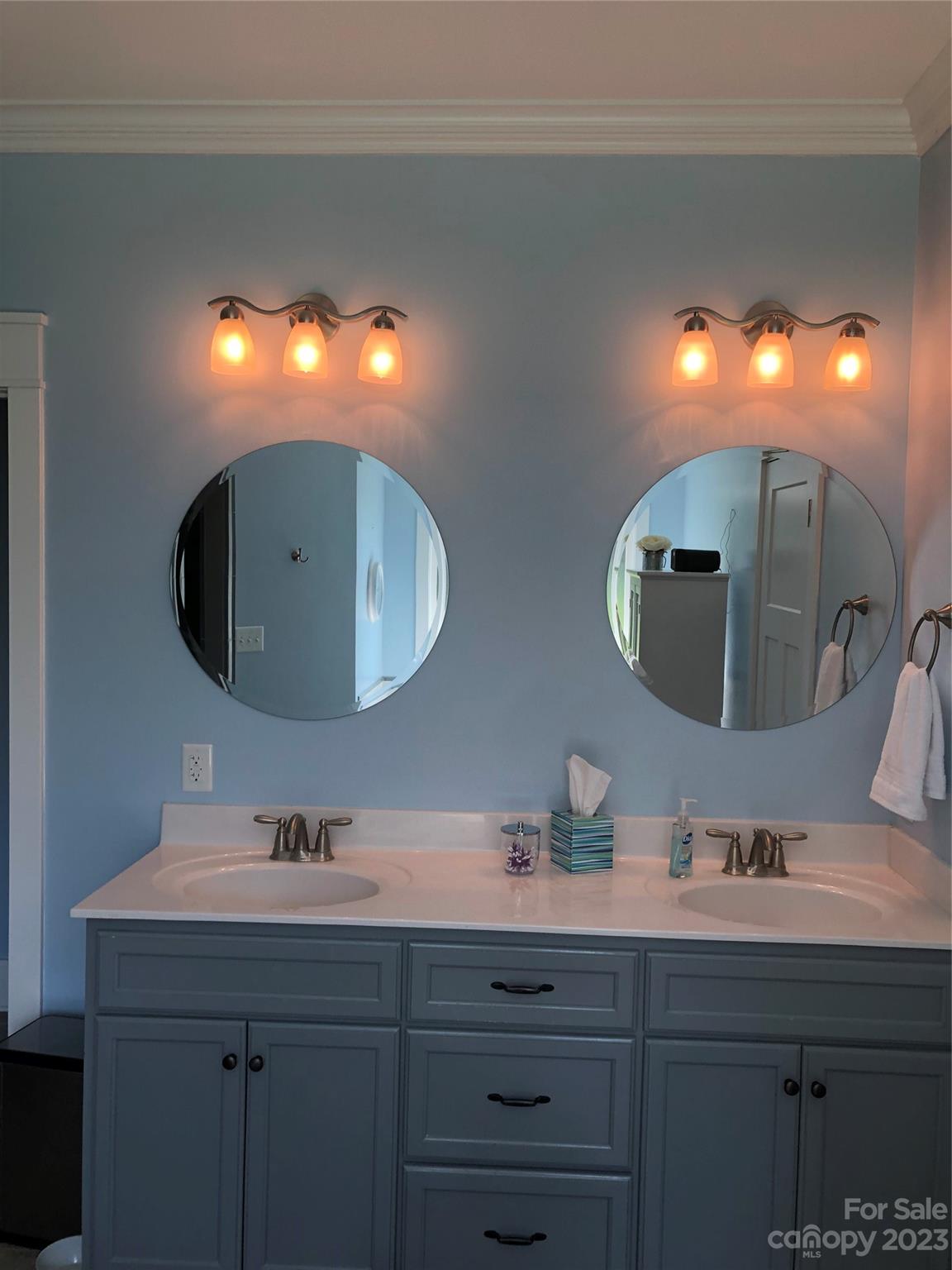 195 Thomas Road Clover, SC 29710 - Photo 18 of 45 a bathroom with a double vanity sink and a mirror
