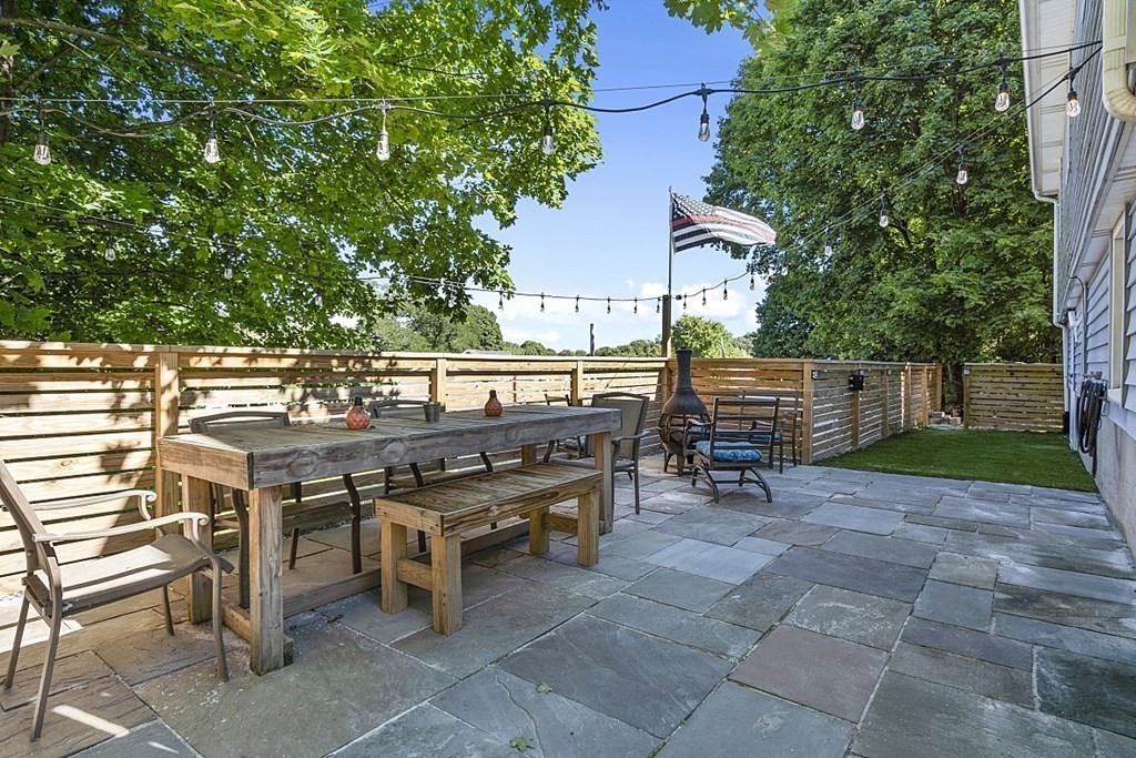 233 College Farm Road Waltham, MA 02451 - Photo 30 of 41 a view of a patio with table and chairs and potted plants