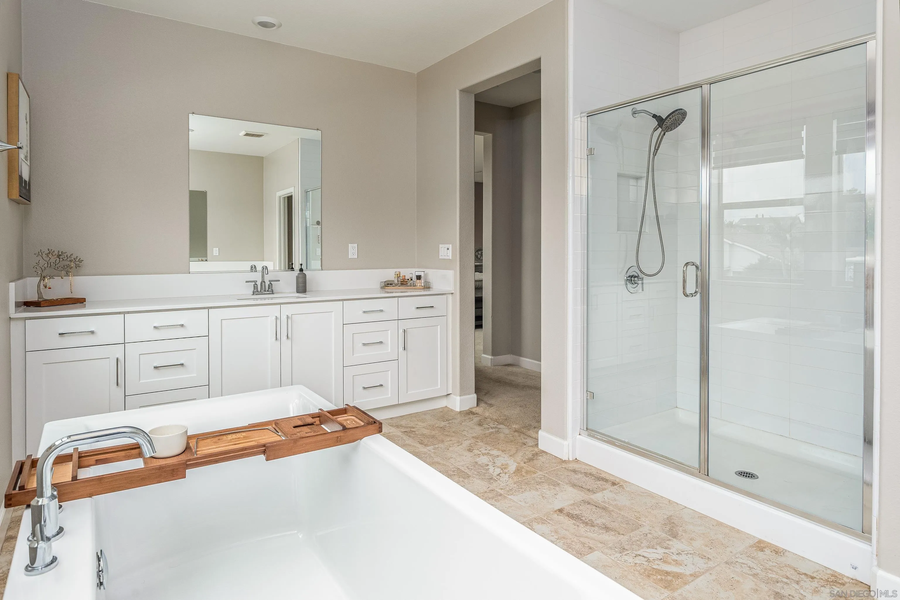 2066 Bruno Place Escondido, CA 92026 - Photo 25 of 33 a spacious bathroom with a tub and shower