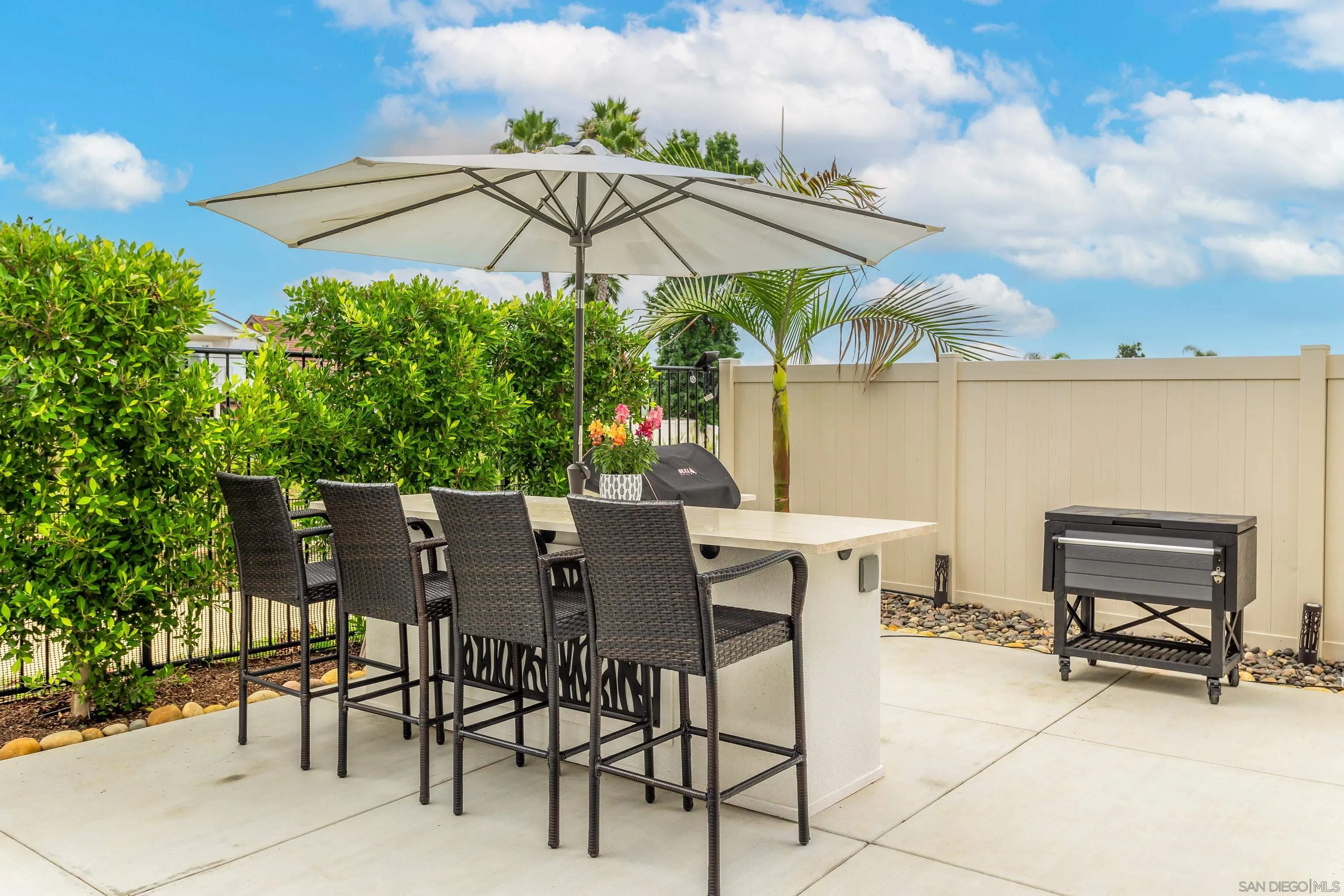 2066 Bruno Place Escondido, CA 92026 - Photo 26 of 33 a patio with a table and chairs under an umbrella