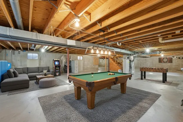 a room with furniture and tables