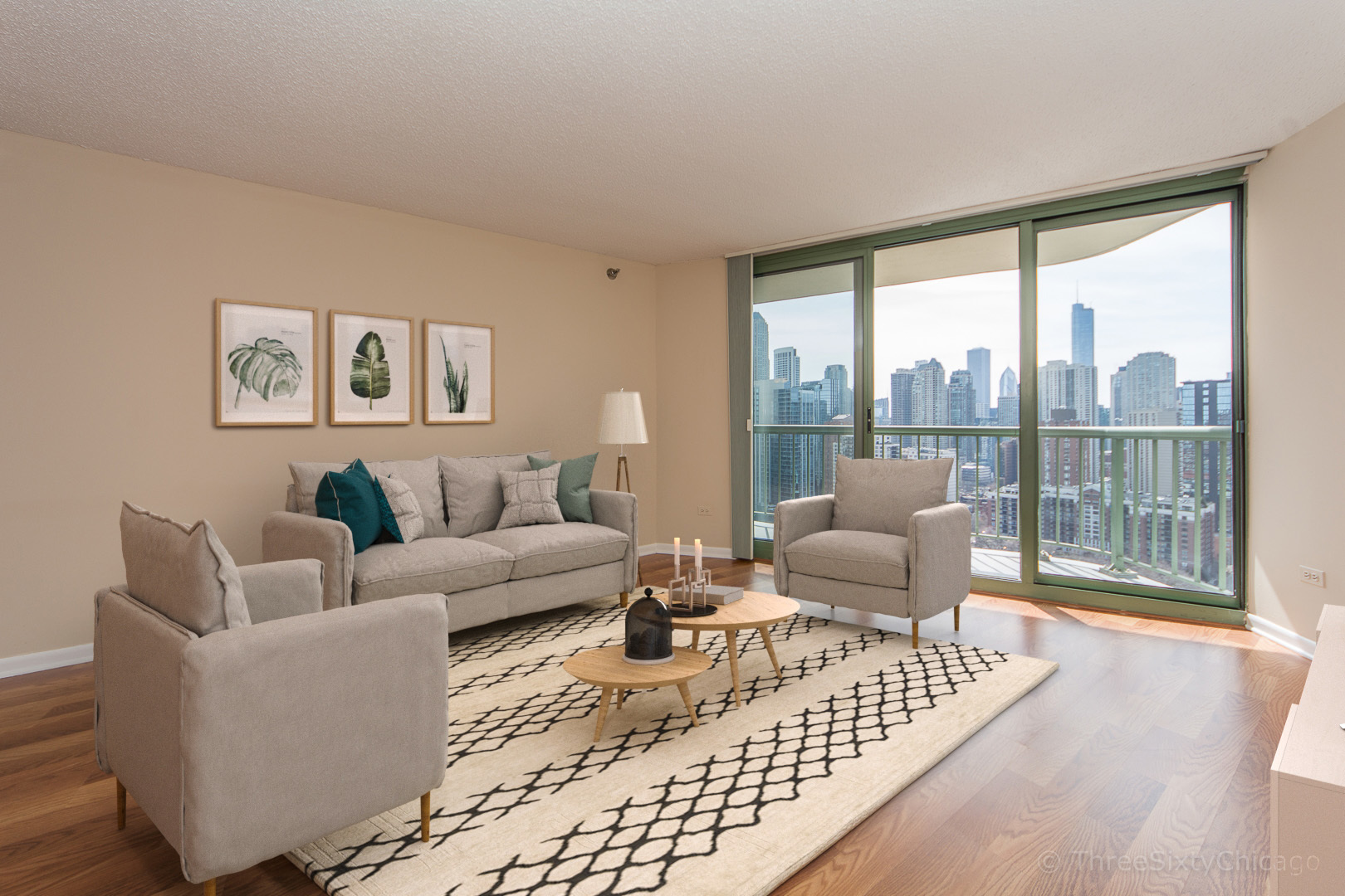 111 West Maple Street, Unit 2406 Chicago, IL 60610 - Photo 2 of 18 a living room with furniture and a large window with outer view