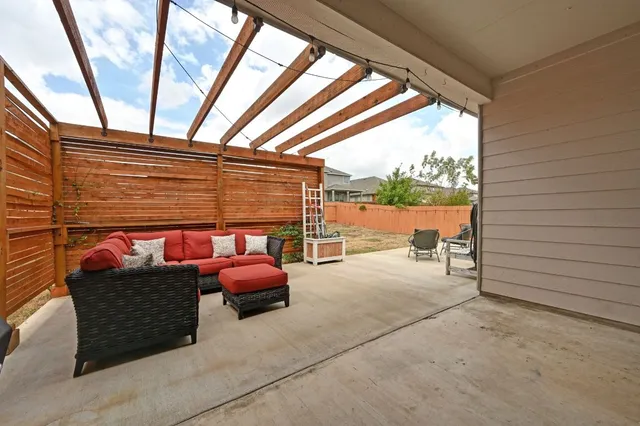 a outdoor space with patio furniture