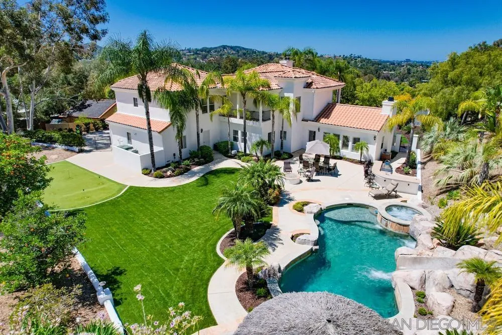 14399 Blue Sage Road Poway, CA 92064 - Photo 61 of 70 an aerial view of a house with a garden and lake view