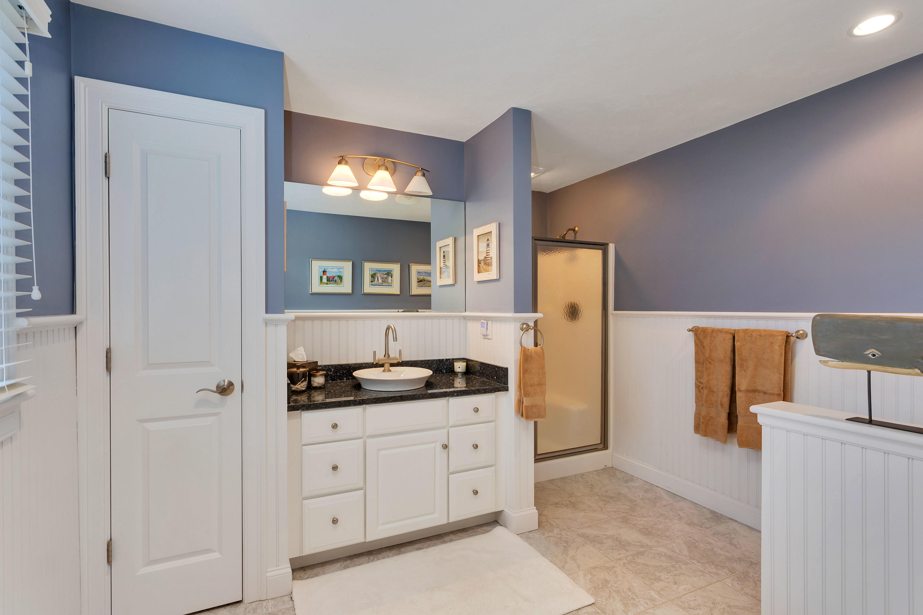 10 Open Space Drive Sandwich, MA 02563 - Photo 34 of 49 a spacious bathroom with a granite countertop sink and a mirror