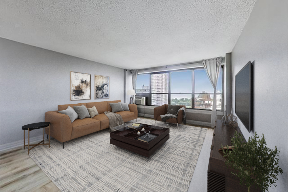 2930 North Sheridan Road, Unit 2111 Chicago, IL 60657 - Photo 6 of 31 a living room with furniture and a flat screen tv