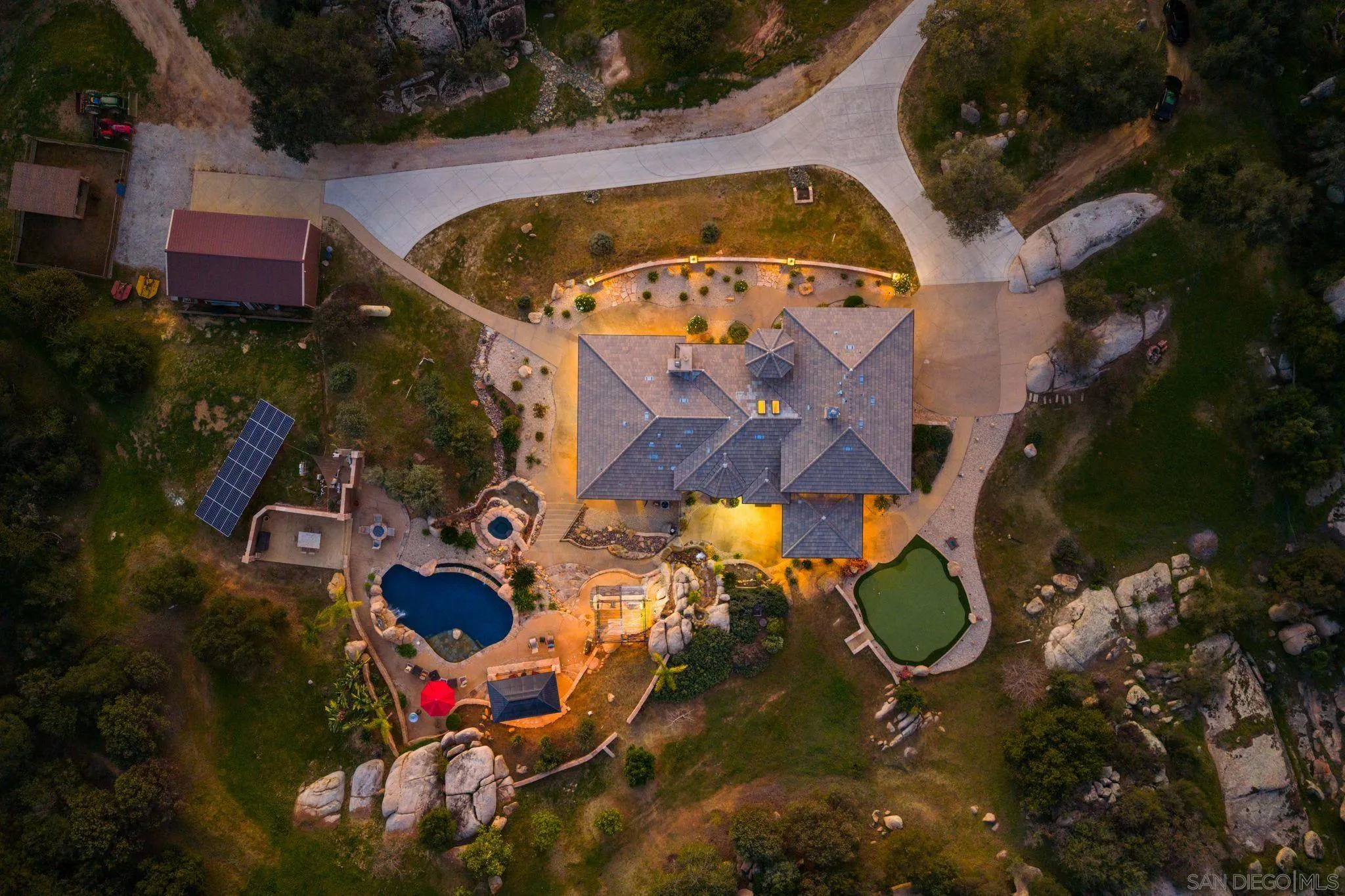 19491 Deerhorn Valley Road Jamul, CA 91935 - Photo 70 of 75 an aerial view of residential house with outdoor space and swimming pool