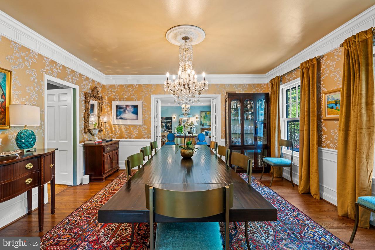 8 Farmington Court Chevy Chase, MD 20815 - Photo 11 of 34 a view of a dining room with furniture window and wooden floor