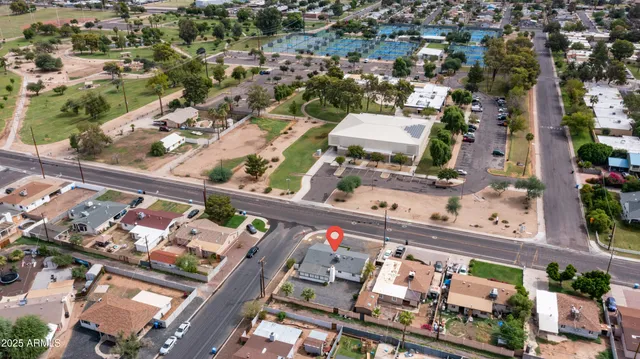 an aerial view of a city
