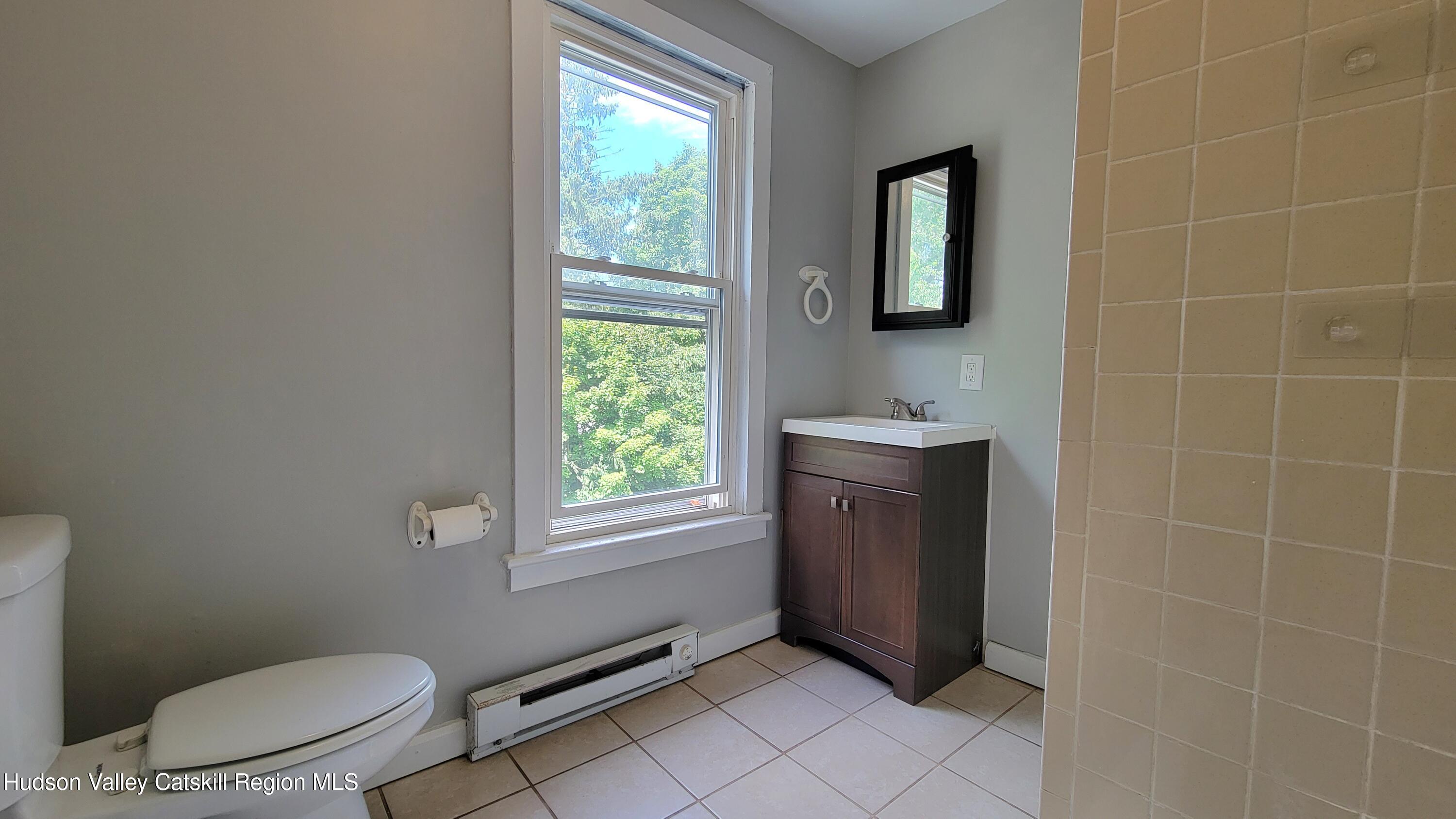 22 Spring Street Chatham, NY 12037 - Photo 51 of 61 a bathroom with a toilet a sink a window and mirror