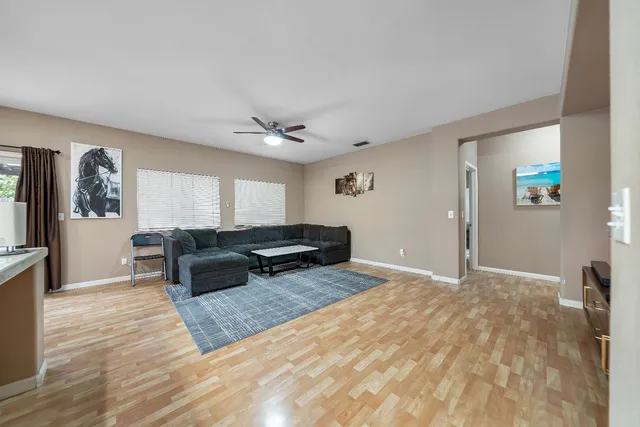 a house view with a backyard space