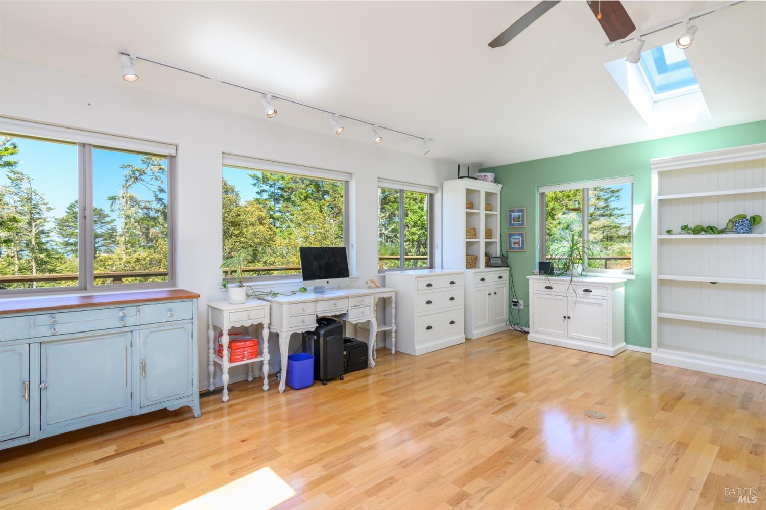 15721 Forest View Road Manchester, CA 95459 - Photo 39 of 50 Hobby/Craft Room... with skylights, overhead fan, ample lighting and multiple view windows.. Golden Oak flooring too!