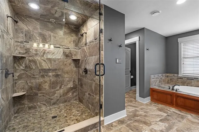 a bathroom with shower