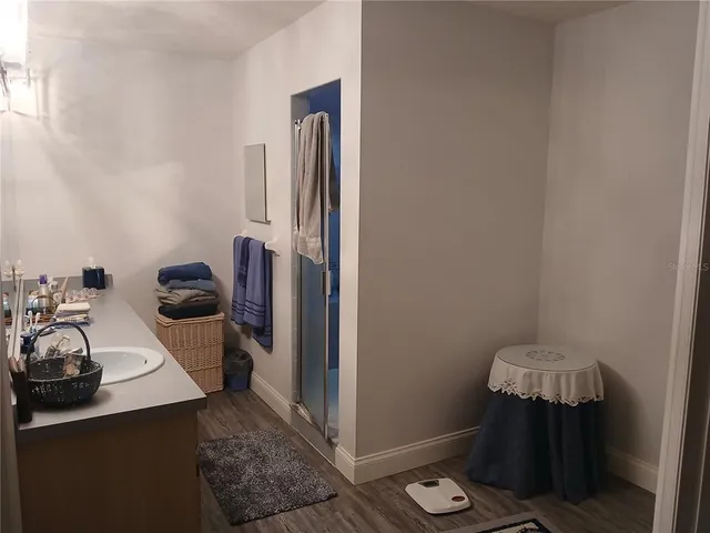 a bathroom with a sink and a vanity
