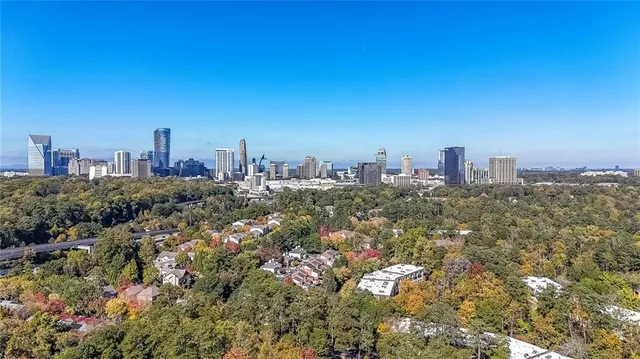 a view of a city with tall buildings