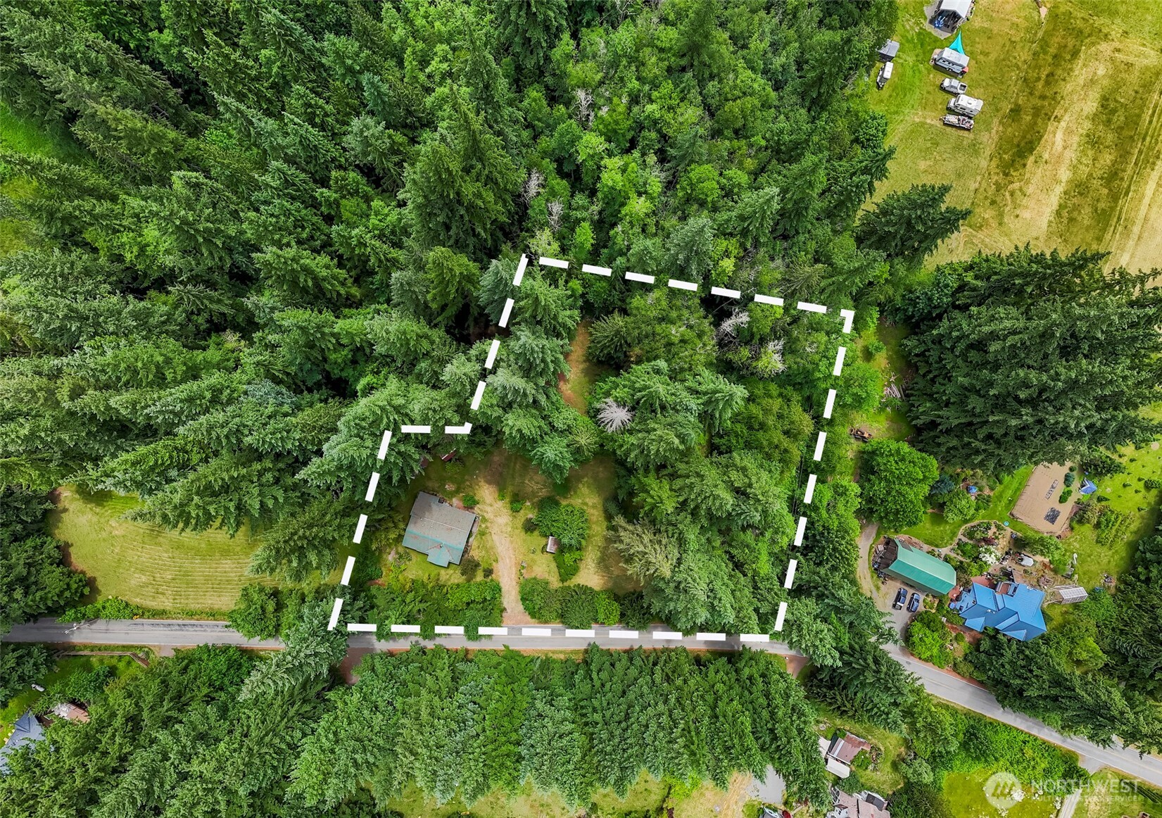 5650 Doran Road Acme, WA 98220 - Photo 30 of 40 an aerial view of residential houses with outdoor space and trees